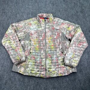 Eddie Bauer Jacket Womens XL Abstract Puffer First Ascent Goose Down Full Zip